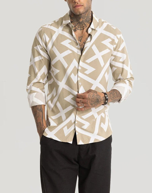 Beige Abstract Printed Shirt