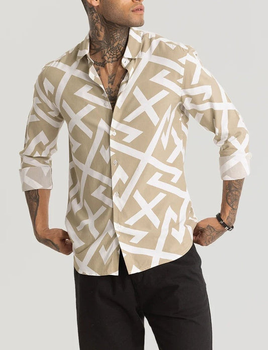 Beige Abstract Printed Shirt