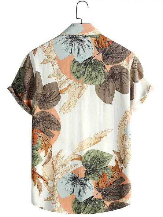 Cream Multicolor Leaf Printed Daily Wear Shirt