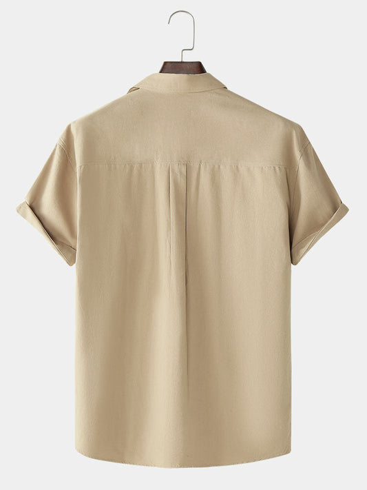 Mens Cartoon Bear Chest Print Cotton Cute Short Sleeve Shirts