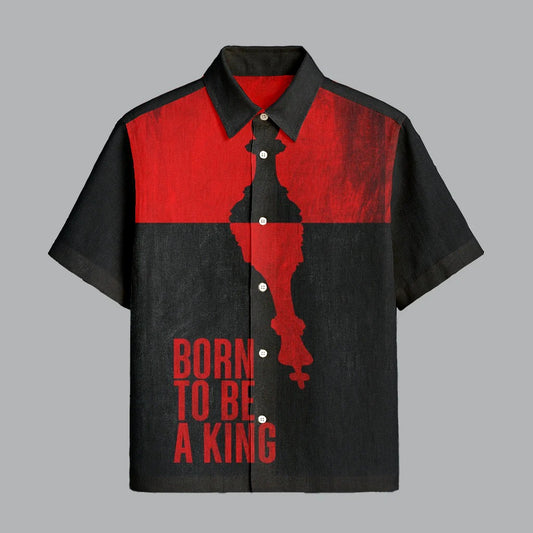 Red And Black Printed Half Sleeve Shirt