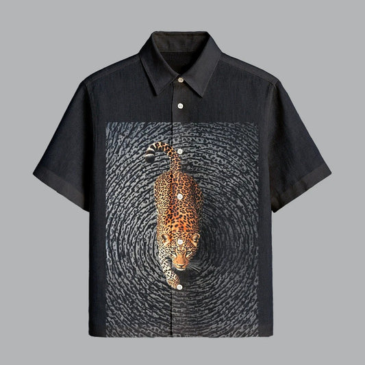Starless Black Printed Half Sleeve Shirt