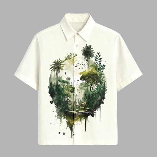 Ointment Cream Printed Half Sleeve Shirt
