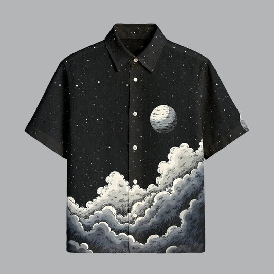 Leaden Black Printed Half Sleeve Shirt