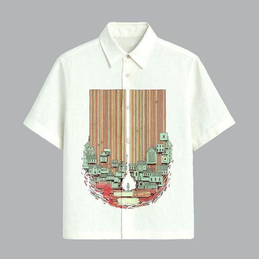 Leaden White Printed Half Sleeve Shirt