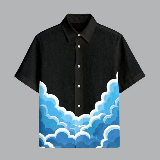 Funereal Black Printed Half Sleeve Shirt