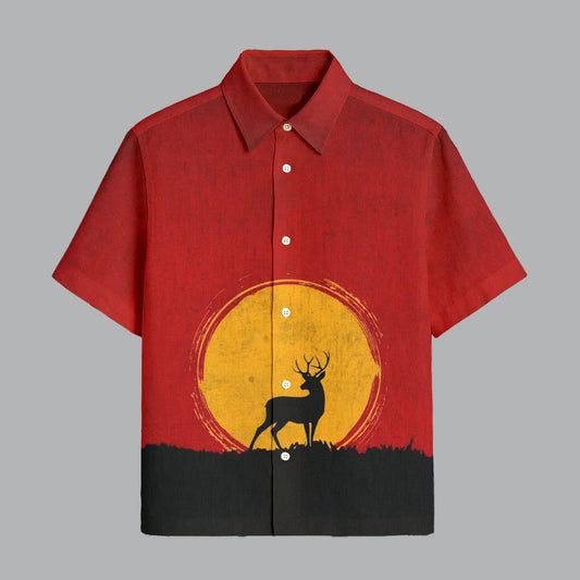 Rufous Red Printed Half Sleeve Shirt